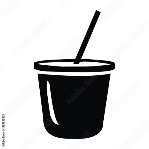 Minimal soda cup with straw icon isolated on white background flat soft drink container symbol for fast food menu and beverage design