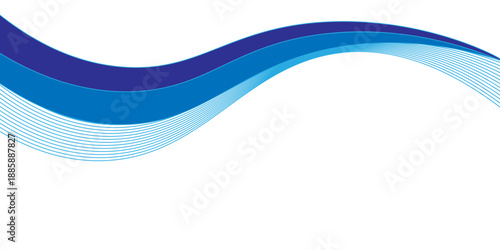 Abstract White and blue wave wide background banner