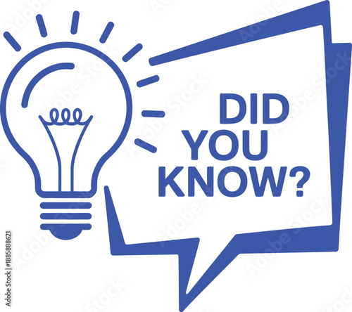 Blue lightbulb and speech bubble with text did you know