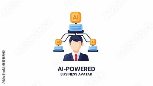 AI Powered Business Avatar Illustration Man.