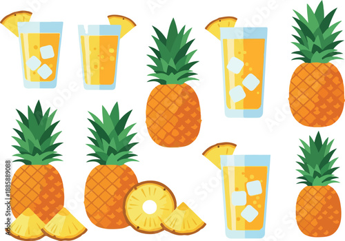 Fresh Pineapple and Refreshing Juice Collection A Sunny Tropical Delight