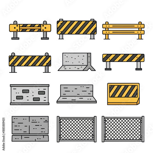 Various Barrier Types Illustrated in Different Styles.