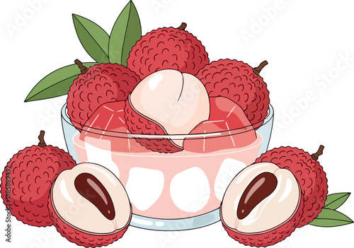 Fresh Lychee Illustration A Delicious Still Life of Ripe Fruit and Tropical Treats