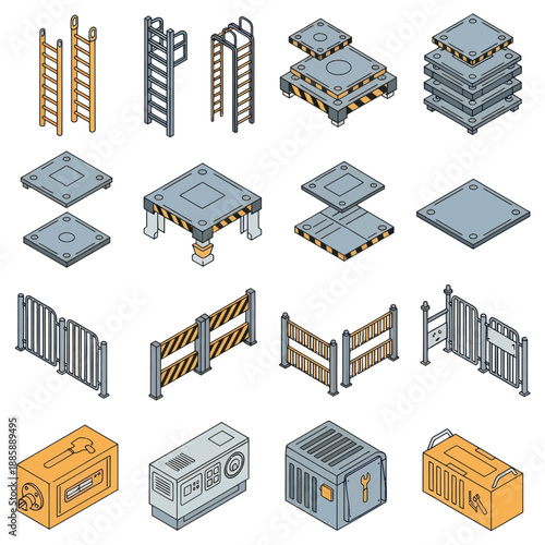Collection of Various Metal Barriers and Fences.