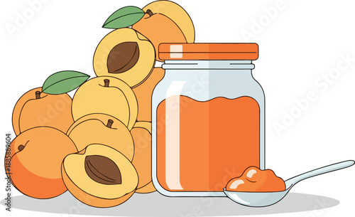 Delicious Apricot Jam Illustration Fresh Fruit and Sweet Preserve for Culinary Delights