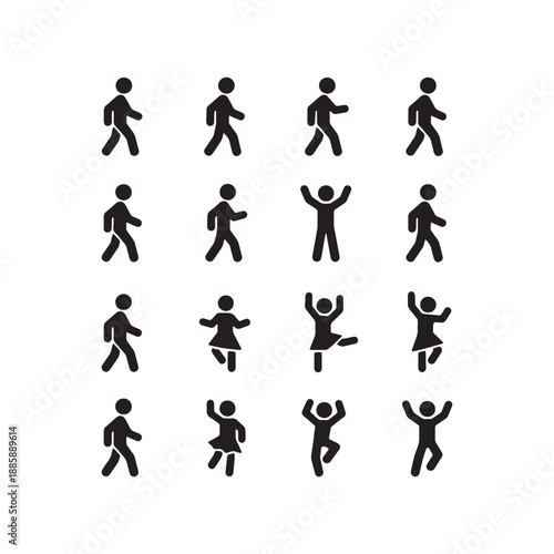 Human Movement and Exercise Silhouette Icons