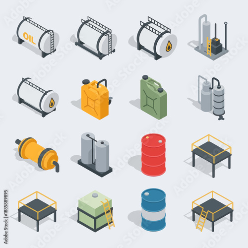 Collection of Industrial Storage Tanks and Containers.