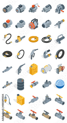Collection of Various Industrial Mechanical Parts.