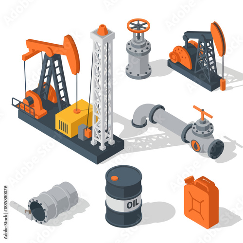 Oil Rig Pumpjack Valves Pipes and Containers.