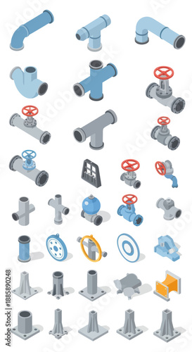 Collection of Various Pipe Fittings and Valves.