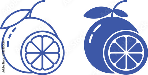 Blue line and solid blue orange slices fruit food