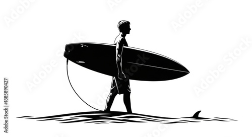 surfer silhouette with surfboard