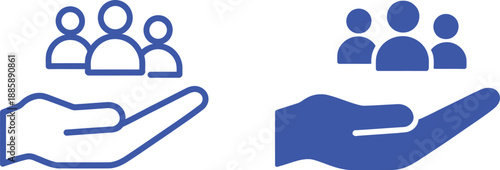 Blue human on hand people group