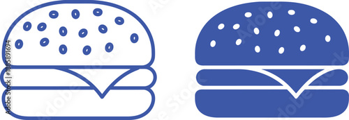 Two blue hamburger one outlined one filled food