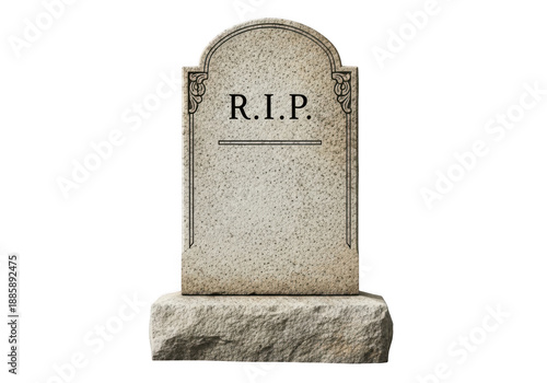Gravestone with r.i.p. inscription isolated on transparent background