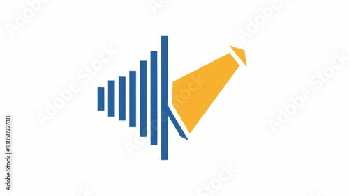 Abstract megaphone sound wave logo design concept.