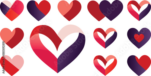 vector illustration of a heart featuring abstract curve shapes