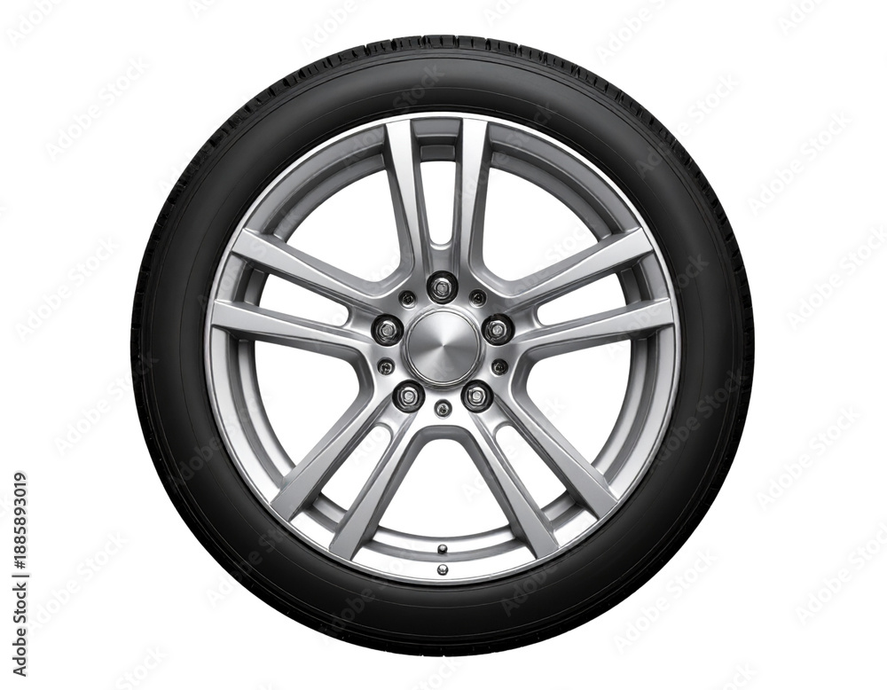 Obraz premium Truck Wheel Close-Up, Three-Quarter Angle, isolated on transparent background