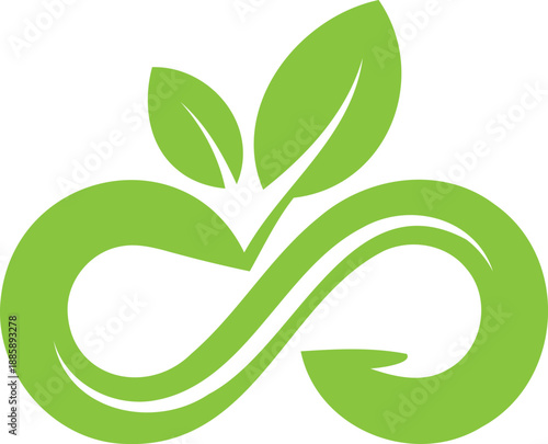 Green infinity symbol with leaves nature