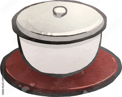 お茶　湯呑に入った温かい日本茶のイラスト11.eps