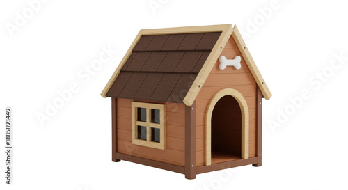 Wooden dog house isolated on transparent background