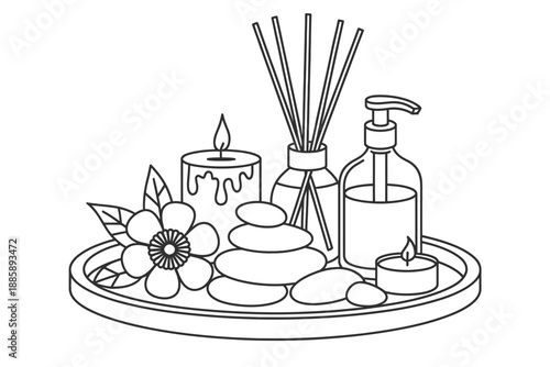 Relaxing Spa Essentials on a Decorative Tray