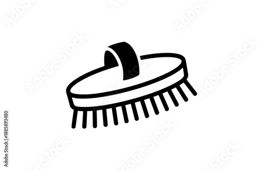 Black and White Hair Brush Icon for Grooming and Cleaning