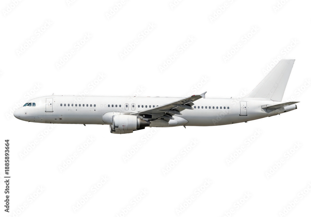 Obraz premium Commercial airliner in flight isolated on transparent background