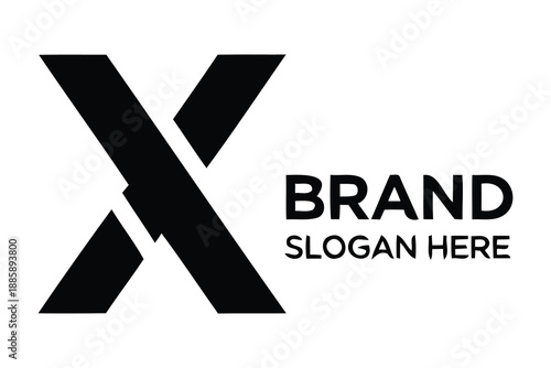 Letter X logo template with brand slogan on white background