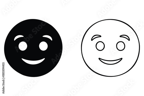 Smiling faces with winking eyes in black and white on solid background