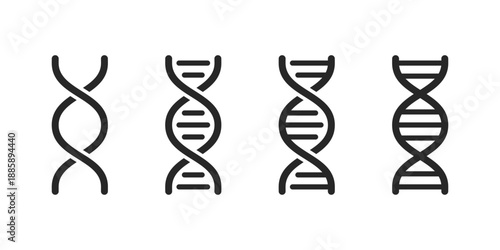 Dna icon set. Genetic symbol. Dna helix icon set. Genetic structure, molecular biology, and genome research symbol collection. Vector illustration