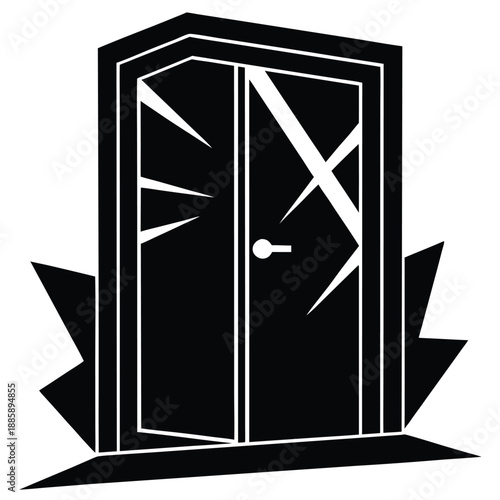 broken door vector icon on white background