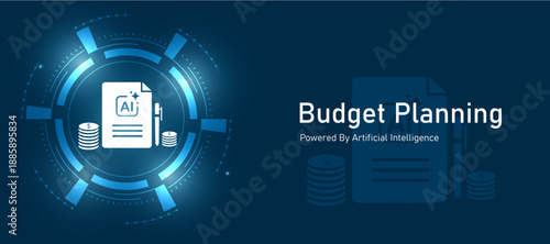 AI-Powered Budget Planning Icon with Smart Financial Forecast Interface