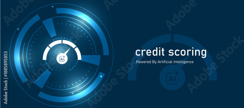 AI-Driven Credit Score Analysis Icon with Smart Financial Risk Intelligence