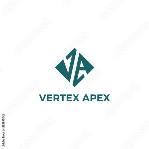 Professional monogram VA letters in diamond shape for corporate consulting and financial company branding identity for Vertex Apex brand.