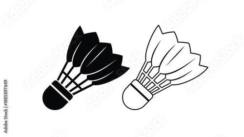 Two badminton shuttlecocks in contrasting colors a striking silhouette