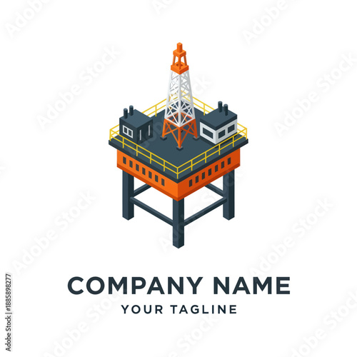 Offshore Oil Rig Platform Structure Illustration.