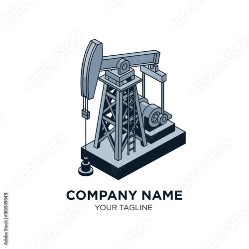 Oil Pumpjack Machine Industrial Equipment Illustration.