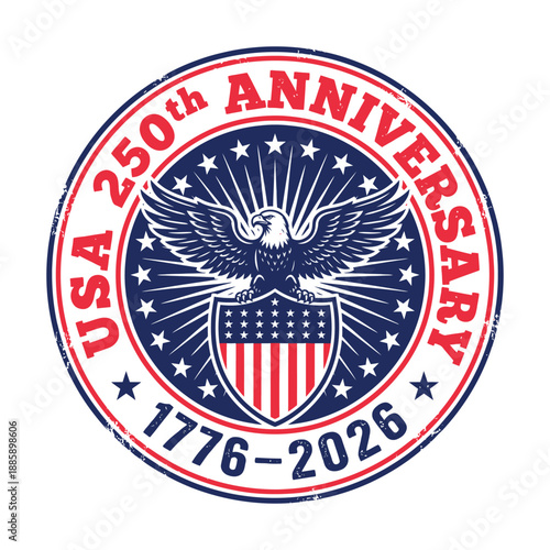 USA 250th Anniversary Patriotic Eagle Emblem 1776–2026
