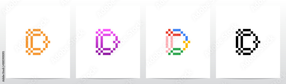 Fototapeta premium Pixel Squares Rectangles Grid Letter Initial Logo Design D