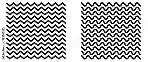 Set of seamless borders zigzag line. Graphic design elements on white background. Zigzag line halftone gradation texture. Zigzag line divider set. Vector illustration.