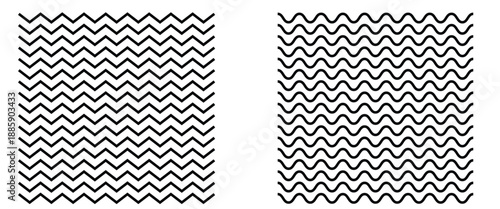 Set of seamless borders zigzag line. Graphic design elements on white background. Zigzag line halftone gradation texture. Zigzag line divider set. Vector illustration.