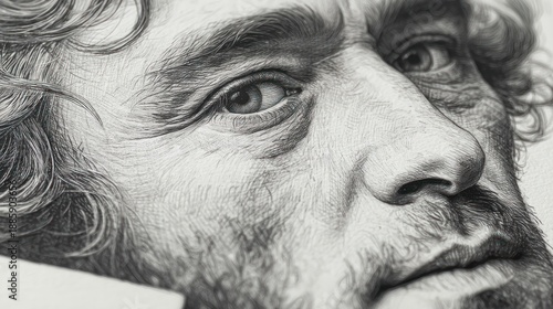 Wallpaper Mural Close up portrait of a man detailed pencil drawing artistic expression Torontodigital.ca