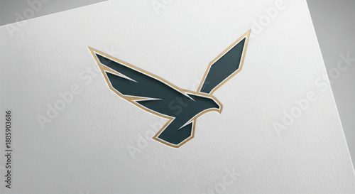 Stylized eagle emblem logo with sharp angular wings and premium metallic accents. Ideal for luxury brands, security companies, sports teams, aviation, corporate identity, and high-end branding.