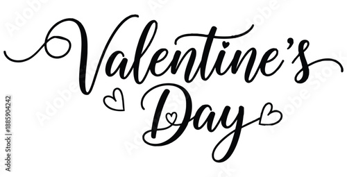 Elegant black script lettering design featuring the phrase valentines day adorned with small decorative hearts perfect for romantic crafting projects and seasonal celebration materials