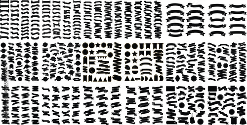 Large collection of various black banner and ribbon vector silhouettes for promotional and decorative purposes