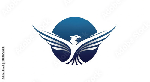 Modern eagle emblem logo with spread wings inside a circular shape, symbolizing power, freedom, leadership, and protection. Clean, bold lines create a professional and timeless mark.