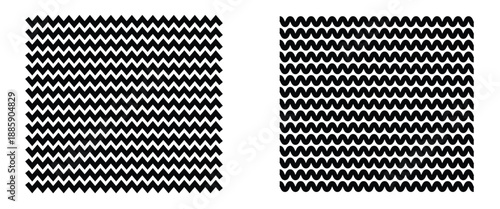  Wavy zigzag lines. Black underlines wavy curve zig zag line pattern in abstract style. Seamless zig zag pattern in black and white. Vector illustration. EPS 10