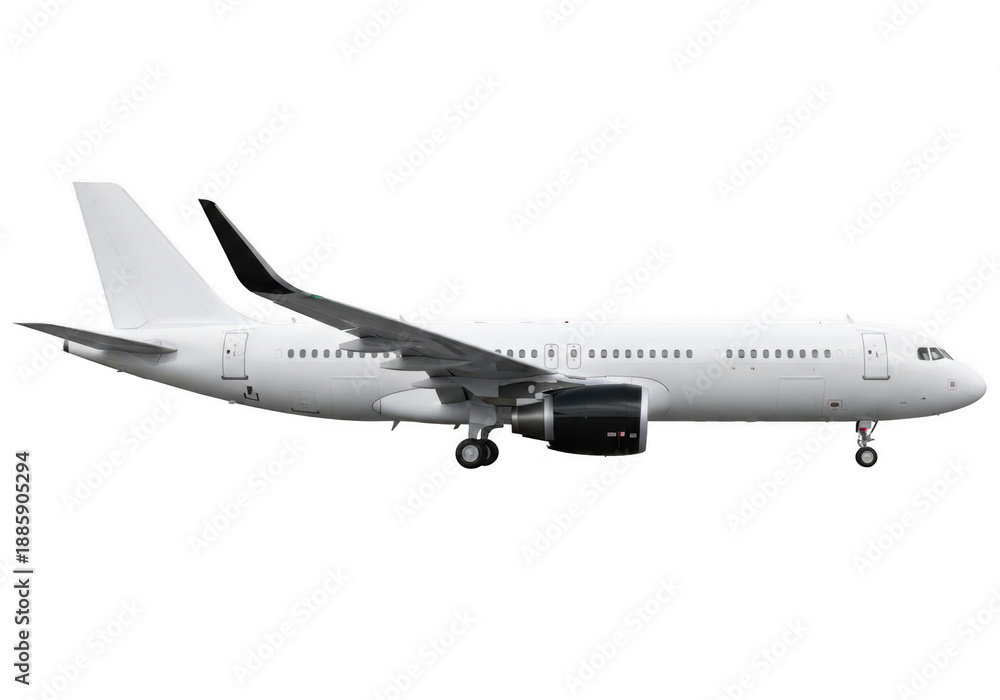Obraz premium Commercial airliner in flight isolated on transparent background