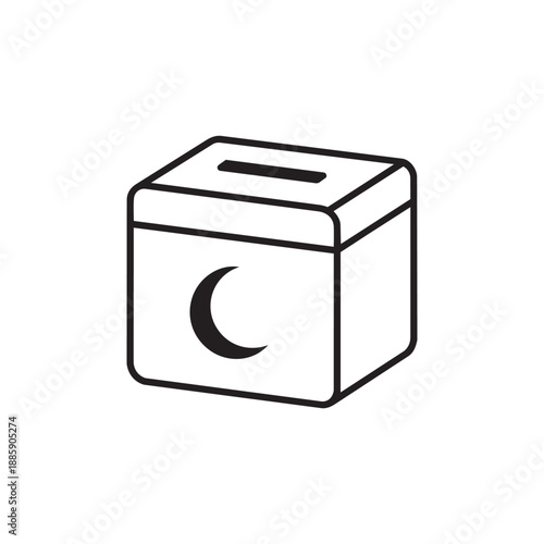 Zakat charity box with mosque silhouette vector illustration